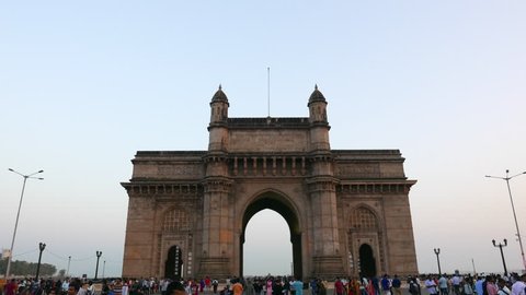 Mumbai, India: February 09, 2017: 4K footage of Gateway of India with camera movement at evening, Mumbai, Maharashtra, India.