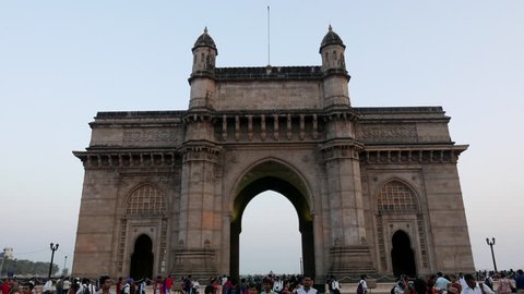Mumbai, India: February 09, 2017: 4K footage of Gateway of India with camera movement at evening, Mumbai, Maharashtra, India.