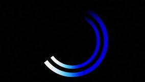 A loader - spinner animation: a pair of curves moving, white-to blue gradient. Use: fake mock video buffering, simulate Android / iPhone apps, YouTube buffering / loading.
