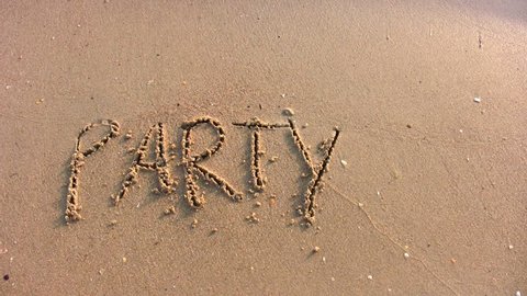 party word on beach 