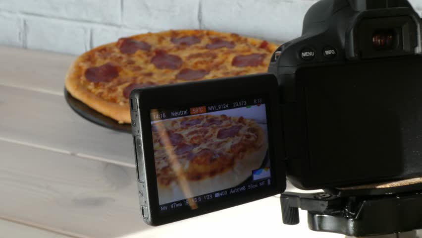 making, filming food, pizza footage, blog, behind camera, cameraman pov