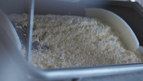 production of cottage cheese close up