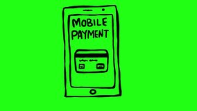 Handmade Credit card on smartphone screen doodle animation. Green screen chroma key background to easily match your project.  - Powered by Shutterstock - Get 15% off with code: PIKWIZARD15