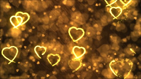 Drawing Heart Shapes Motion Background Animation - Loop Golden