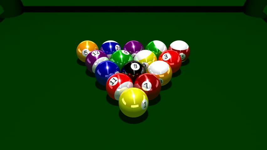 Pool balls breaking. HD 1080 animation.