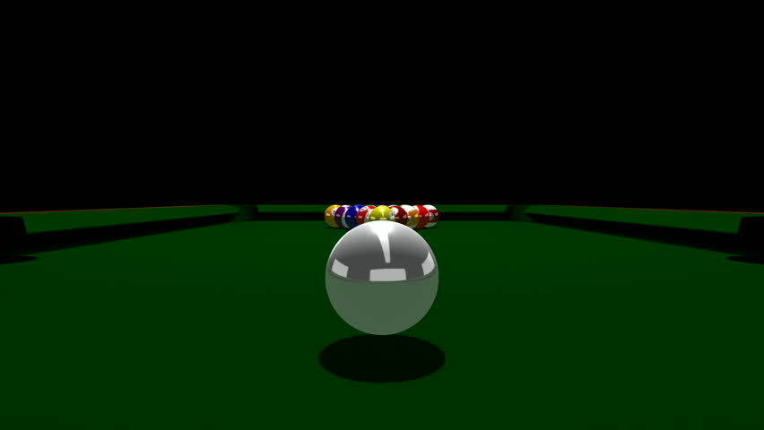 Pool Balls on Table. HD 1080. 3D animation.
