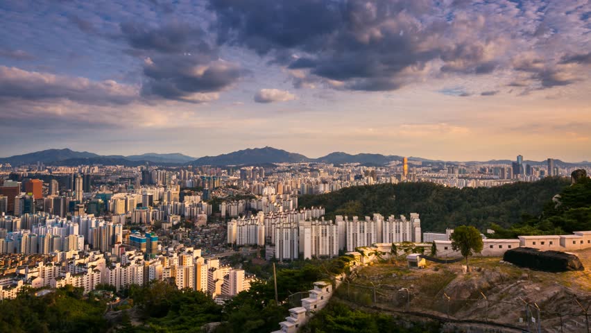 Seoul City skyline with downtown skyscrapers in south korea.