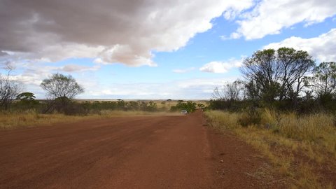 Red road in Outback, view into the endless expanse, gravel road, Wheat-Sheep Zone, Western Australia, Western Australia, Australia, Down Under