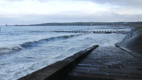 Windy day at Aberdeen Beach North Sea, Aberdeen, Scotland
