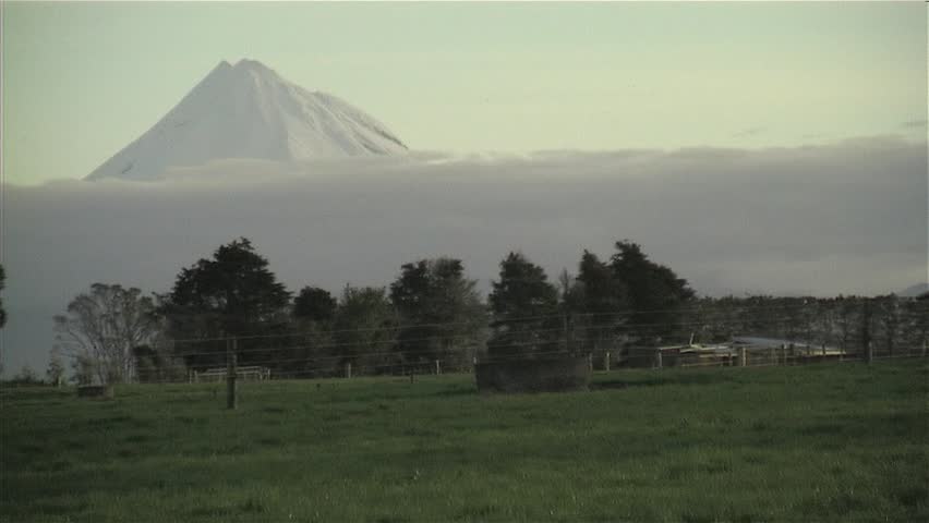 Mt.Taranaki Volcano in clouds