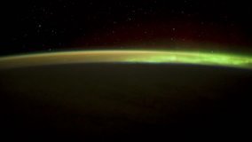 Planet Earth and Aurora Borealis seen from the the International Space Station ISS. Elements of this video furnished by NASA