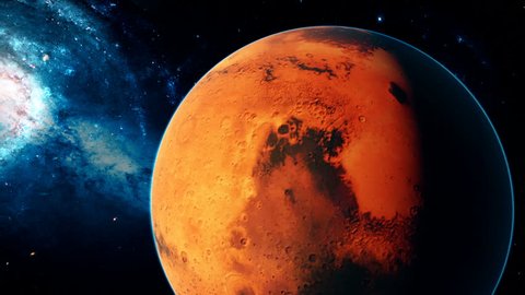 Realistic beautiful planet Mars from deep space