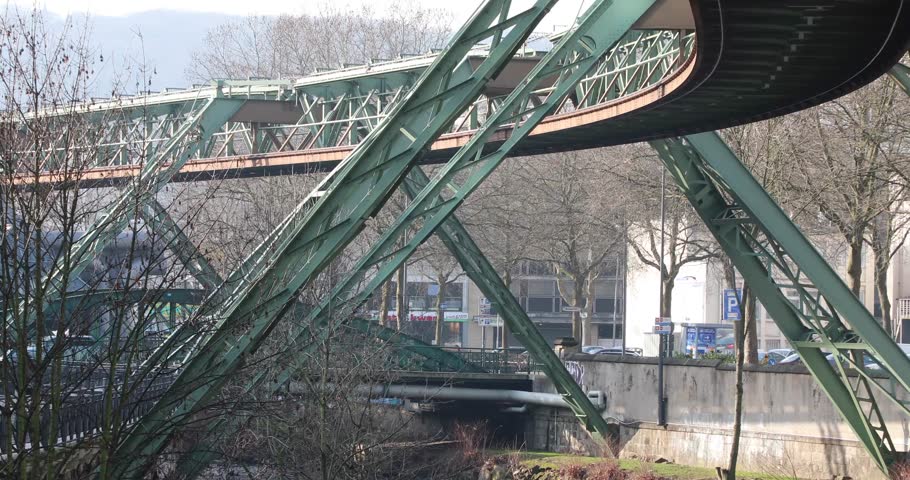 German Highway Autobahn and Famous local Public Transport Schwebebahn within the City of Wuppertal in Germany 