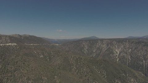 Aerial view of the mountains in Lake Arrowhead, San Bernardino County, California.