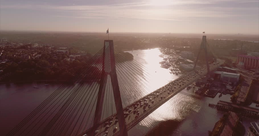 Aerial view of ANZAC bridge Sydney Australia