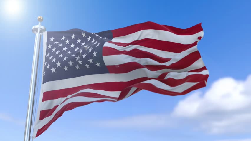 American Flag Slow Waving Close Stock Footage Video 100 Royalty