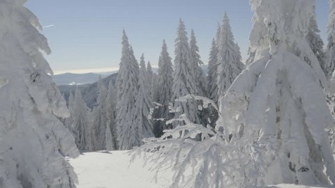Winter Mountain, Snow Covered, Aerial, 4K, Drone