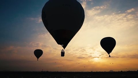 Hot air balloons in beautiful sunrise
