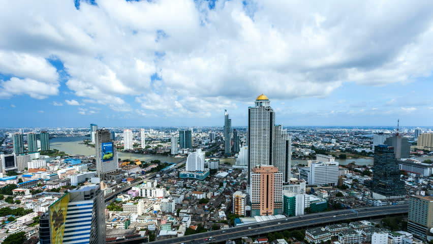 BANGKOK - JANUARY 10:  Time lapse view of Bangkok under a cloudy day on January
