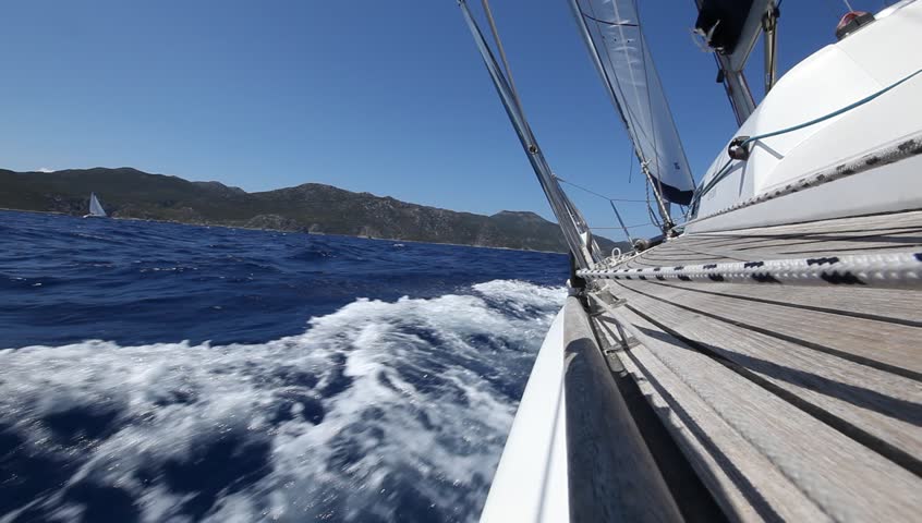 Sailing in the wind through the waves (HD) Sailing boat shot in full HD at the