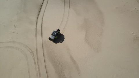 Aerial sand dunes recreation 4x4 off road fun tracking. Little Sahara Recreation Area. Off road 4x4 riding explore. Bureau of Land Management BLM, camp destination Drone flight. Nature landscape.