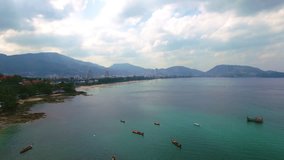 Aerial video of Patong Beach in Phuket, South of Thailand
