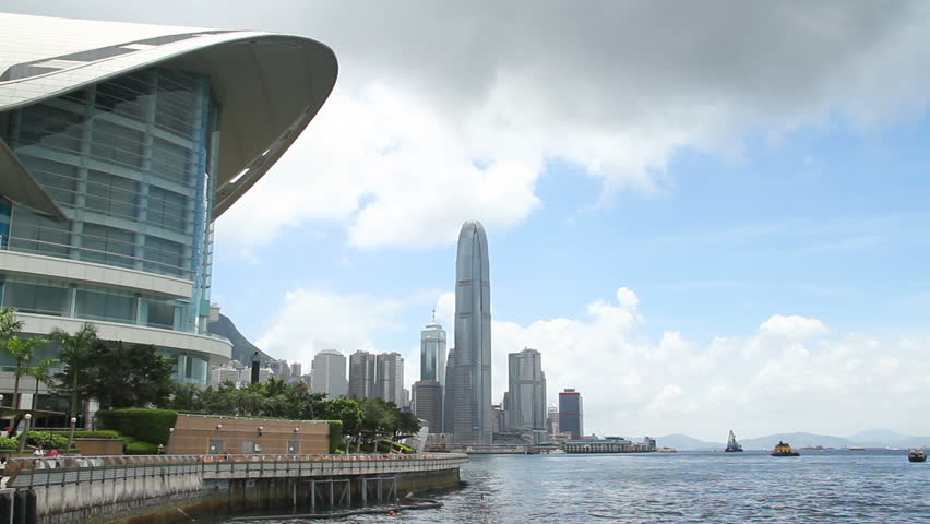Hong Kong City skyline - HKCEC, Wan Chai , Hong Kong Island, Victoria Harbour,