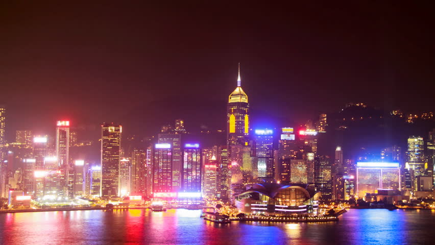 Symphony of Lights on Victoria Harbour in Hong Kong (Time-Lapse)