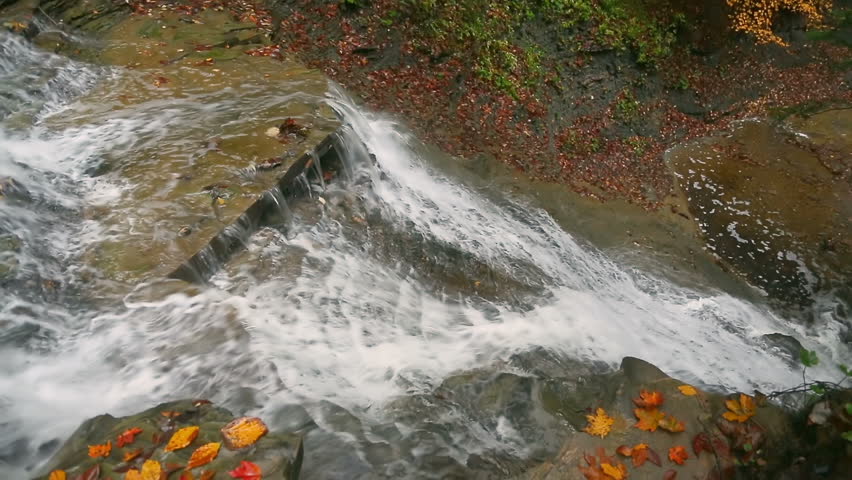 Loop features Buttermilk Falls, a beautiful cascading waterfall in Cuyahoga Valley National Park, Ohio as seen from above.
