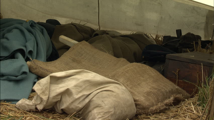 Inside Civil War campground reenactment 