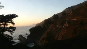 Timelapse view on mountains, at a sunny november evening, in Big sur, California, United states of america