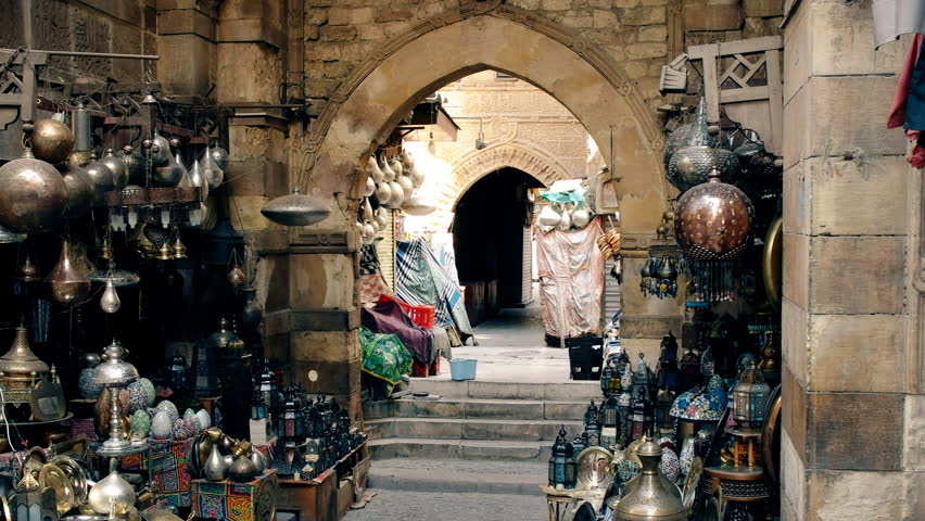 a porter carries goods at khan el khalili market in cairo, egypt Royalty-Free Stock Footage #24064069