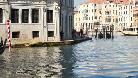 Venice, Italy - February 15, 2017: View of downtown Venice. Venice is one of the most beautiful cities in the world, a UNESCO World Heritage Site. It is the third most visited city in Italy.