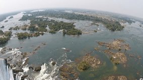 Victoria Falls and Zambezi River Aerial Footage