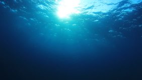 Underwater footage of sunlight in ocean