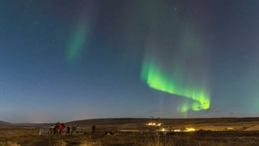 ICELAND - Timelapse of amazing northern lights / aurora borealis near Godafoss waterfall 