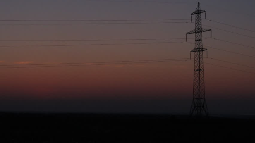 Timelapse of sunrise and power line