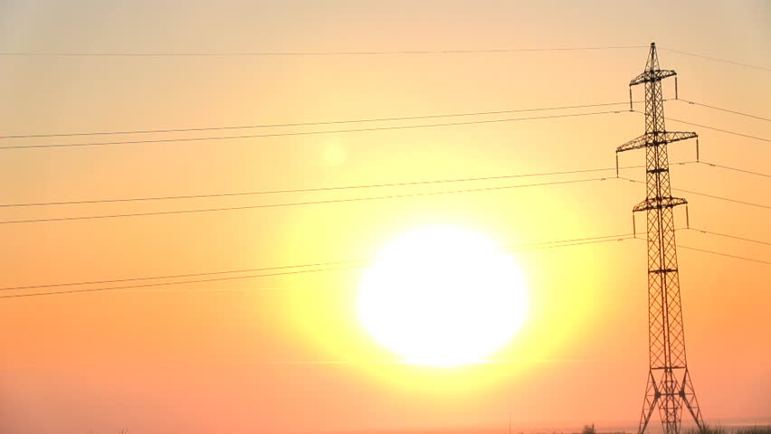sunrise and power line