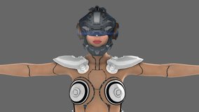 Artificial Intelligence, Animation, Tehno Woman,girl Robot,animation, Alpha channel, transparent background 