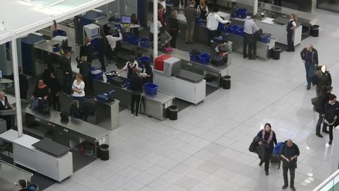 MUNICH AIRPORT, GERMANY - JANUARY 29, 2017: Security check at Munich airport