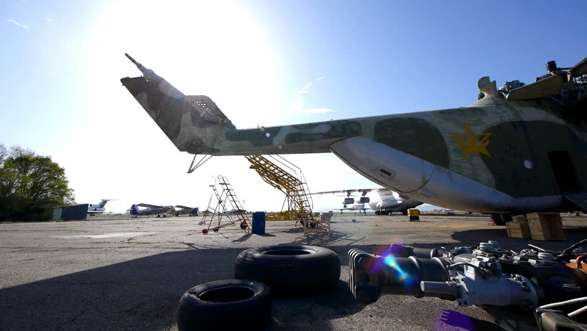 Cargo helicopter repair and maintenance.