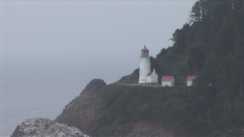 View of a Lighthouse on mountainside in Oregon Pacific Northwest United States