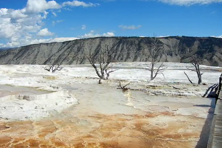Panorama of Upper Terrace at Mammoth Hot Springs area of Yellowstone National Park