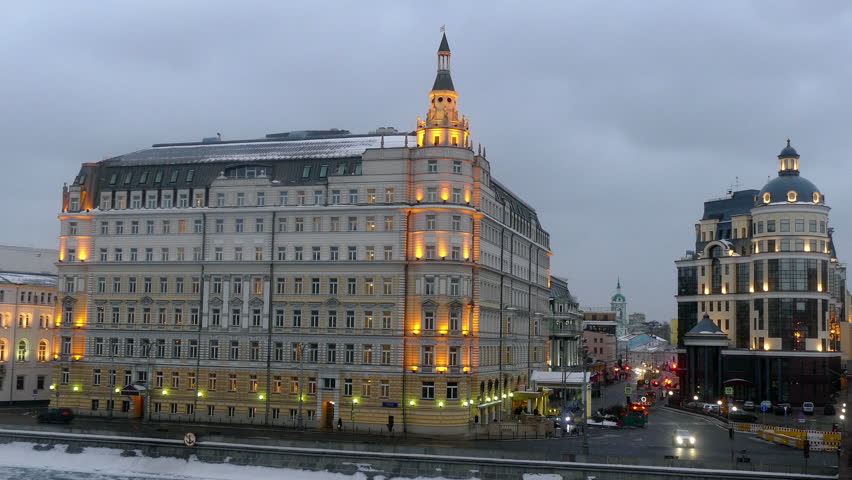 Hotel Baltschug in Moscow in winter night