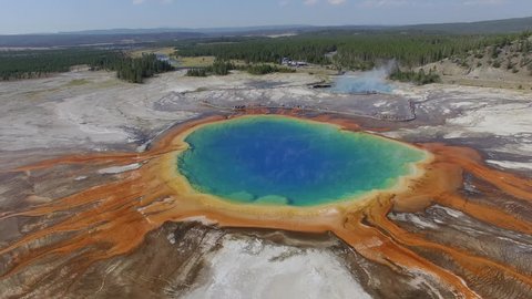 Camera circles the Grand Prismatic Spring in Yellowstone National Park