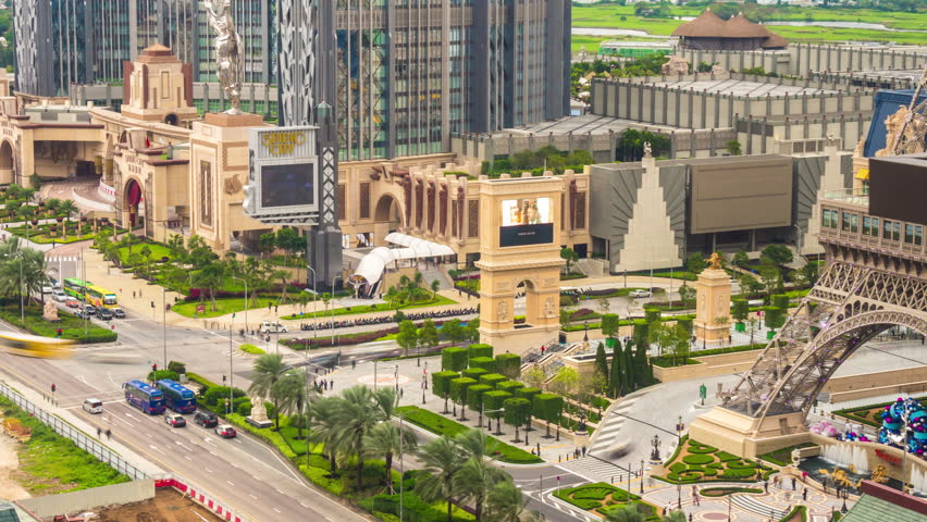 day famous macau city hotel street rooftop panorama 4k time lapse china

