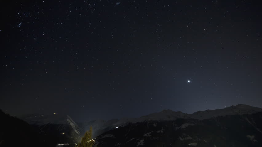Time lapse of a starry night over the pennine alps, canton of Valais, Switzerland.