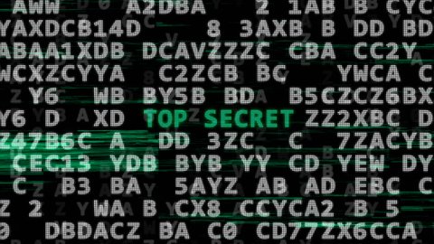 The secret code gets 3 words: password, top secret, secret code. Concept of cyber security.