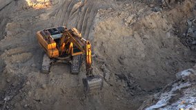 Working Excavator on Construction Site. 4K Ultra HD 3840x2160 Video Clip