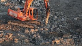 Working Excavator on Construction Site. Full HD 1920x1080 Video Clip
